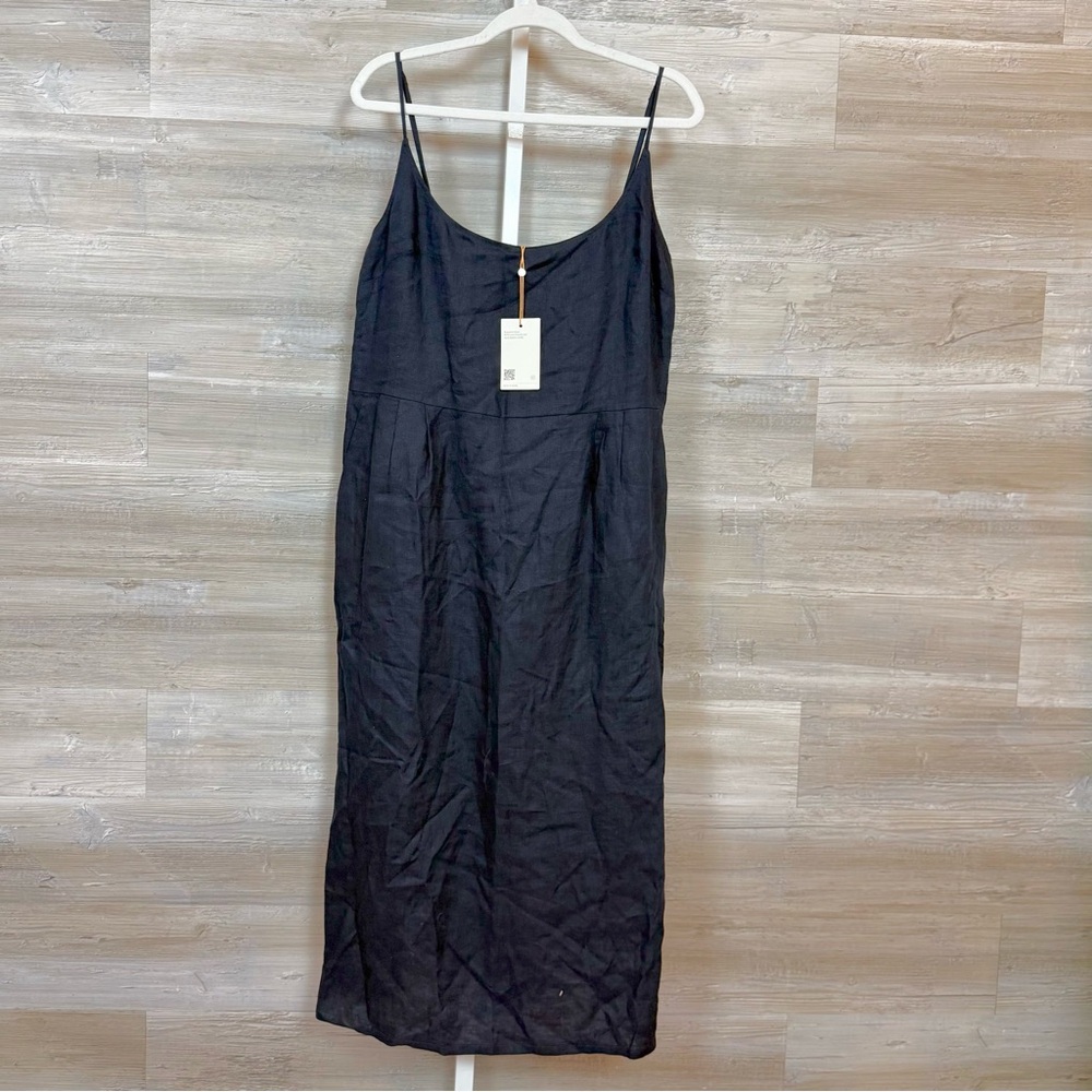Women's Blue Slip Midi Dress with Spaghetti Straps